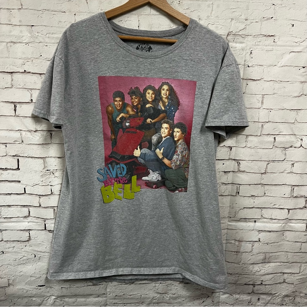 Saved By The Bell Cast T-shirt Size Women XL Nostalgic Graphic Tee Shirt Gray